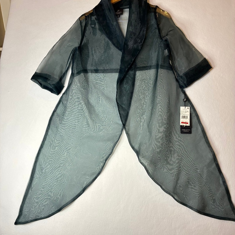 Adrianna Papell Wrap Jacket NWT $65 Women's M Dusty Emerald Organza Sheer New